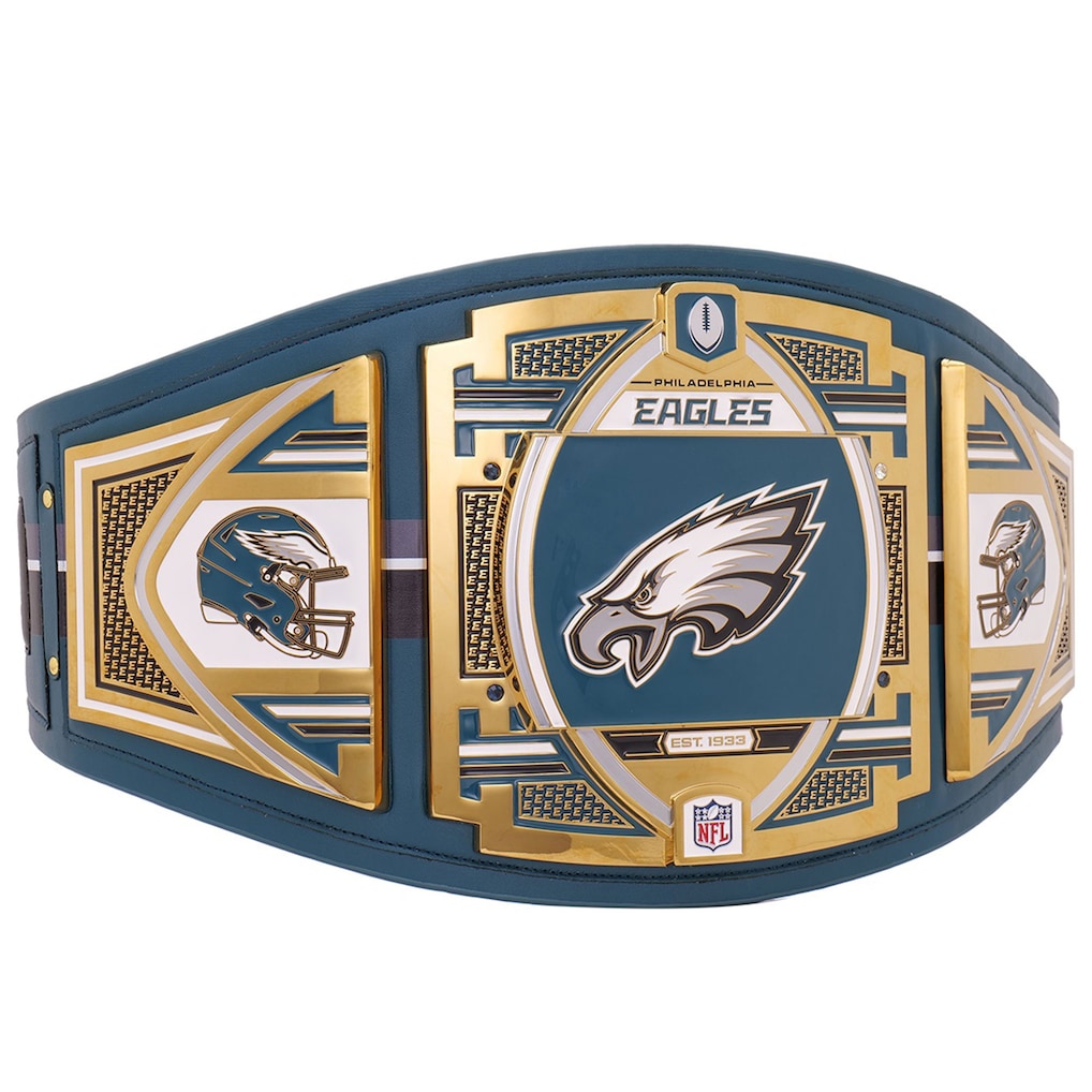 Philadelphia Eagles championship belt with team logo on a white background