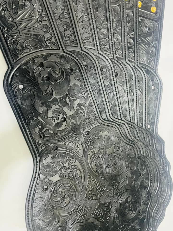 Hand-Tooled Leather Sendout Strap for 2023 WWE World Heavyweight Championship