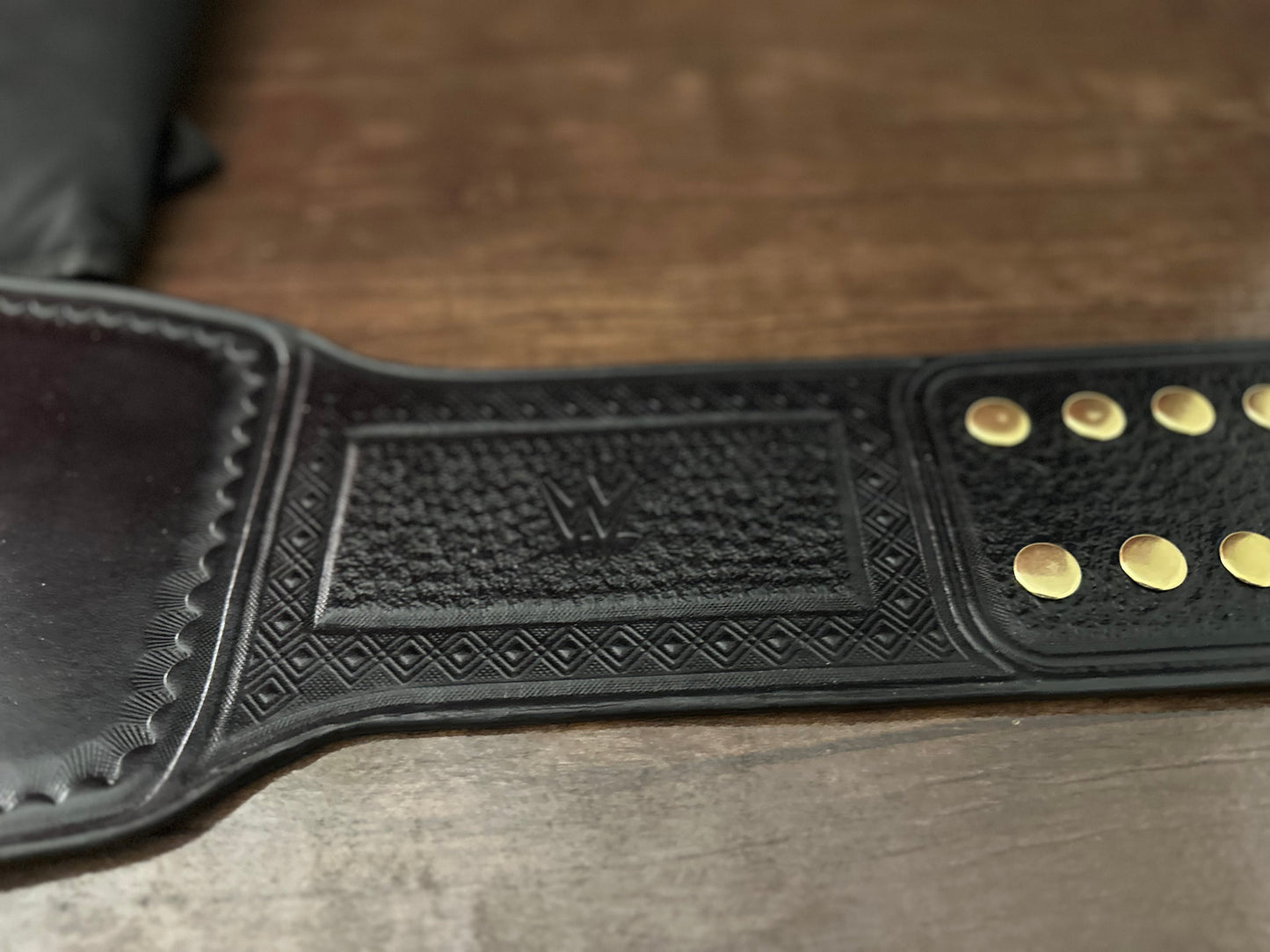 Hand-Tooled Leather Sendout Strap for NL WWE World Heavyweight Championship