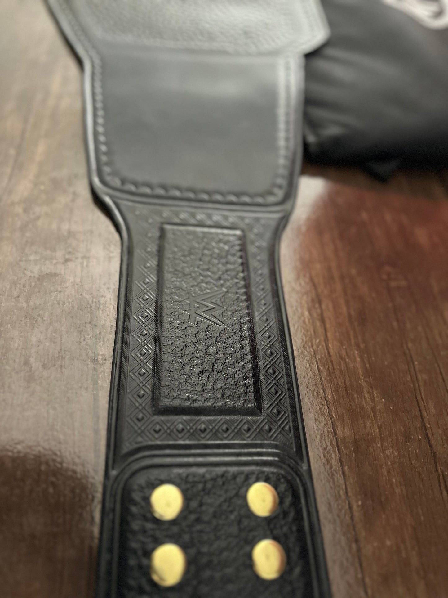 Hand-Tooled Leather Sendout Strap for NL WWE World Heavyweight Championship