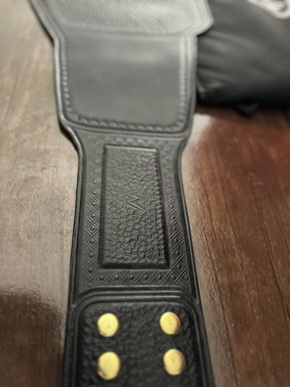 Hand-Tooled Leather Sendout Strap for NL WWE World Heavyweight Championship