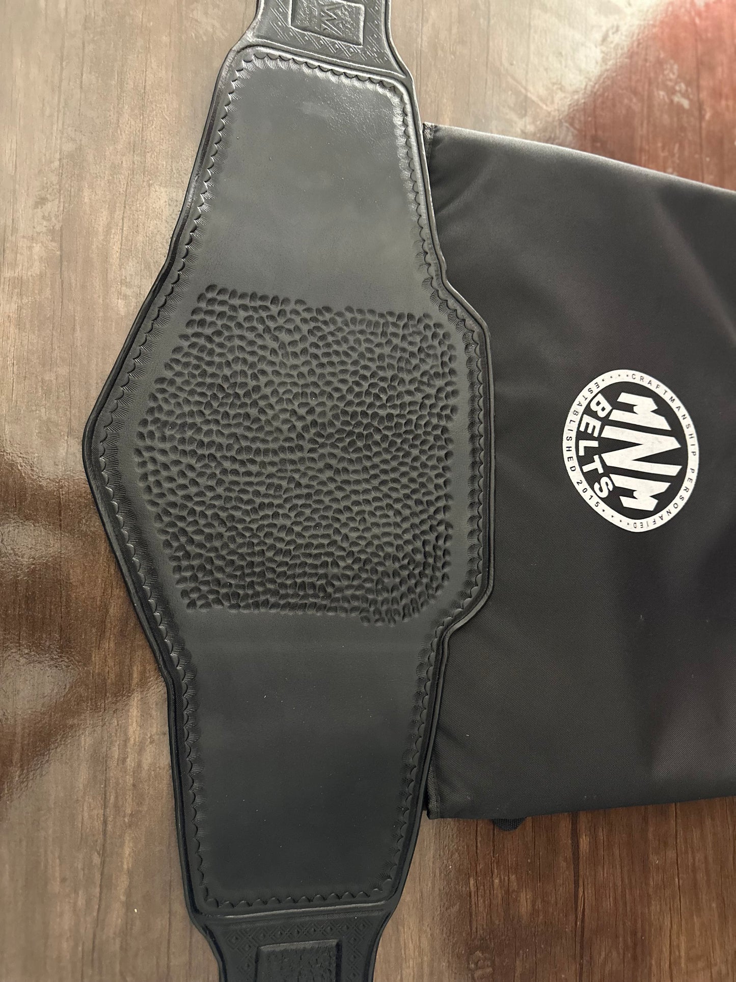 Hand-Tooled Leather Sendout Strap for NL WWE World Heavyweight Championship