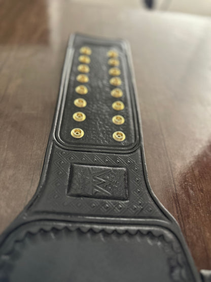 Hand-Tooled Leather Sendout Strap for NL WWE World Heavyweight Championship