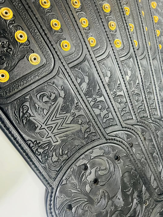 Hand-Tooled Leather Sendout Strap for 2023 WWE World Heavyweight Championship