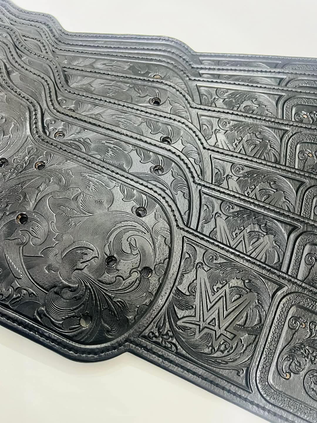Hand-Tooled Leather Sendout Strap for 2023 WWE World Heavyweight Championship