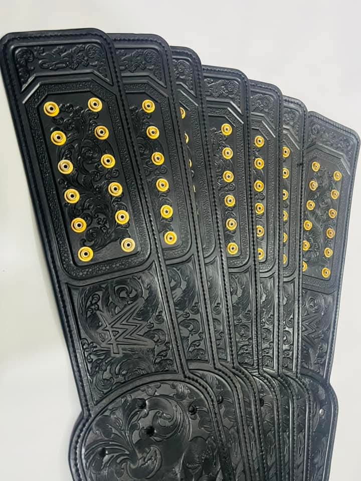 Hand-Tooled Leather Sendout Strap for 2023 WWE World Heavyweight Championship