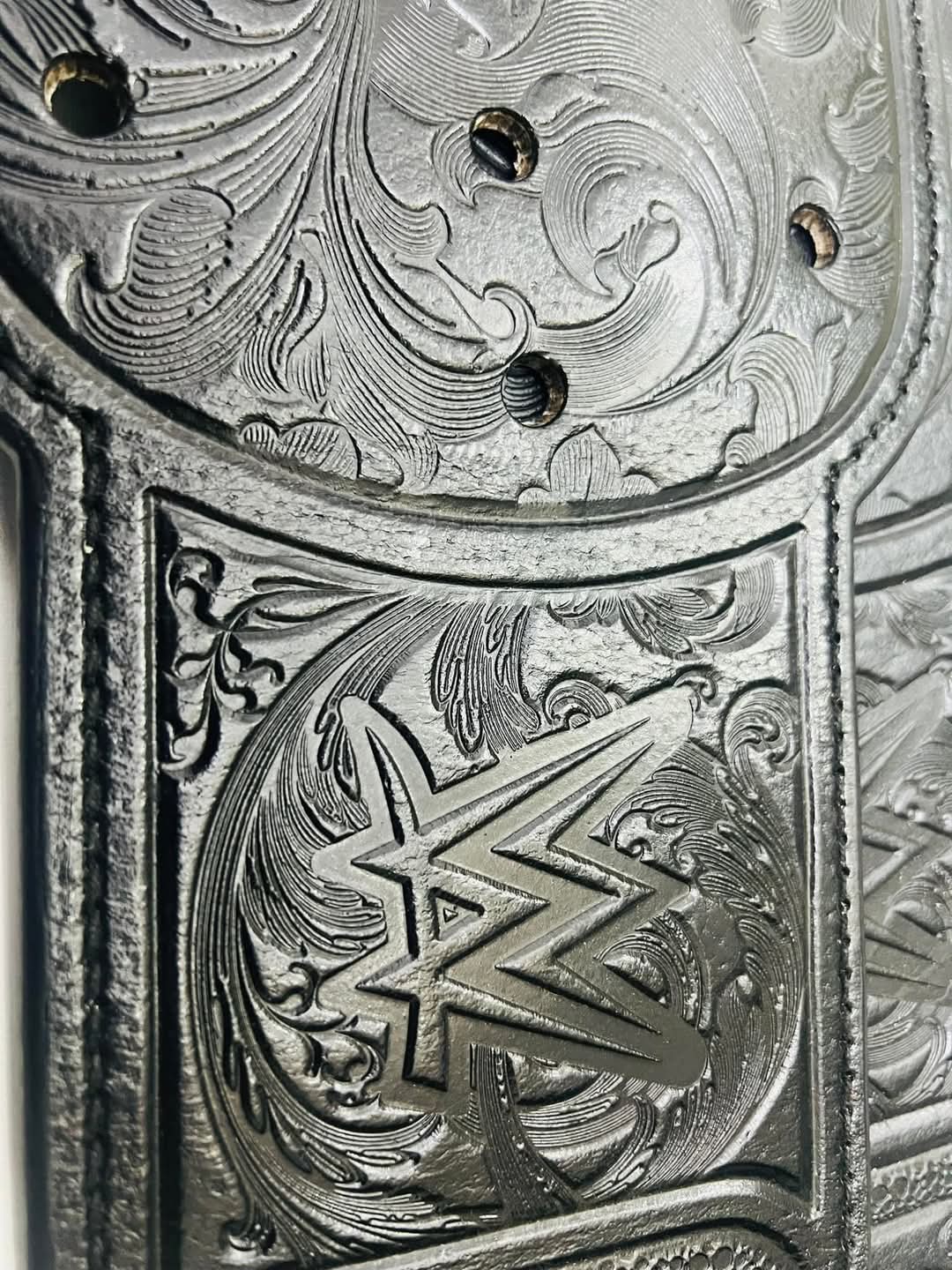 Hand-Tooled Leather Sendout Strap for 2023 WWE World Heavyweight Championship